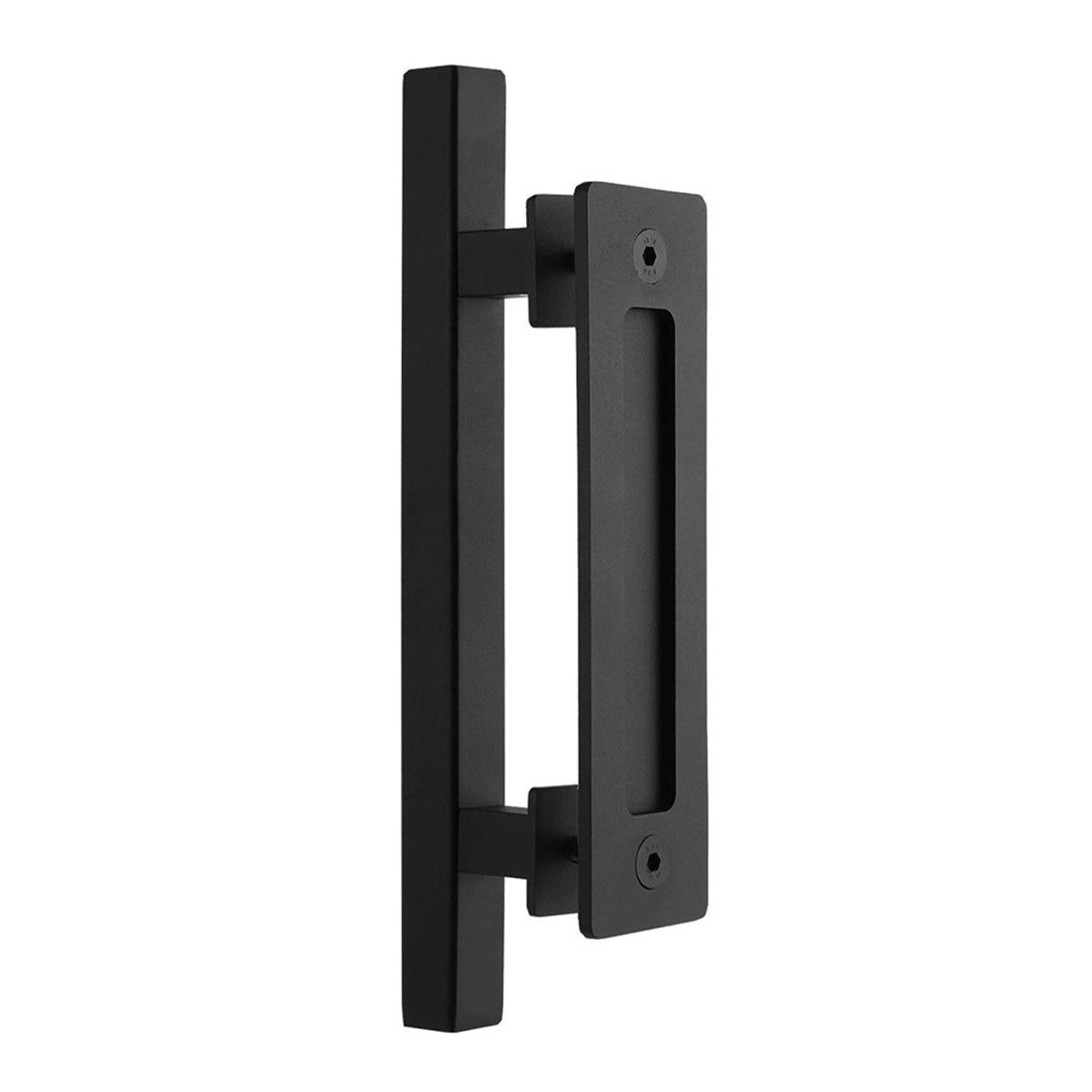 12 Inch Rustic Barn Door Handle for Sliding Door Barn Door Hardware Black Door Pull Plate Antique Long Base Gate Handles Pulls Push