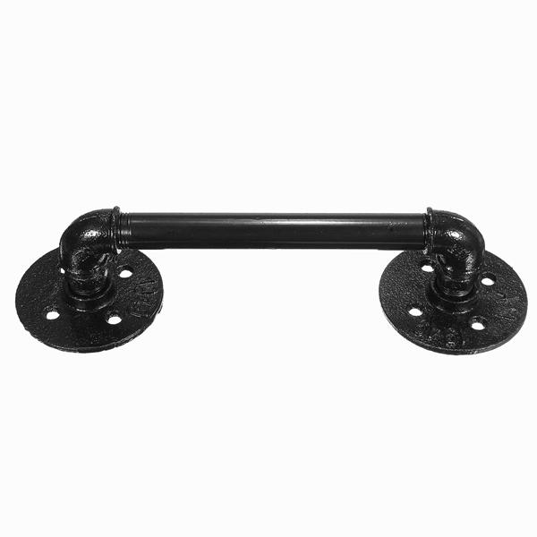 Black Iron Pipe Door Handle 29.5cm Threaded Pipe Drawer Pull with Screws