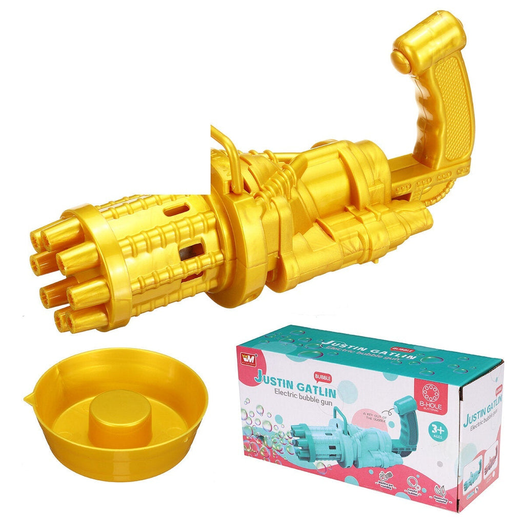 2 IN 1 Multi-color Electric Bubble Machine Maker & Mini Fan One Key 8-hole Output Toy for Kids Play Gift