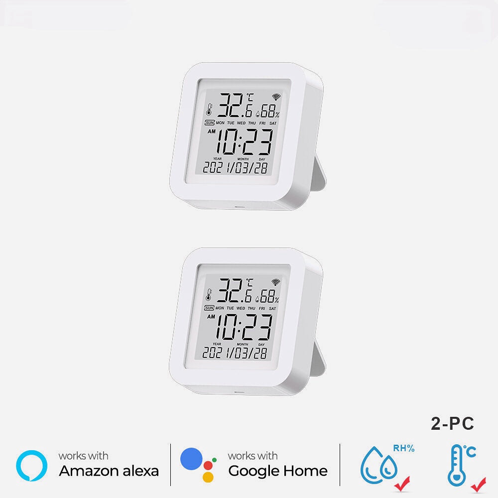 WIFI Wireless Temperature And Humidity Sensor Indoor Smart Digital Display Electronic Thermometer Works With Alexa And Google Home