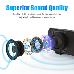 Desktop Soundbar Hi-Fi 3D Surround Sound Bass 50.8mm Dual Drivers Luminous USB AUX Wired Speaker