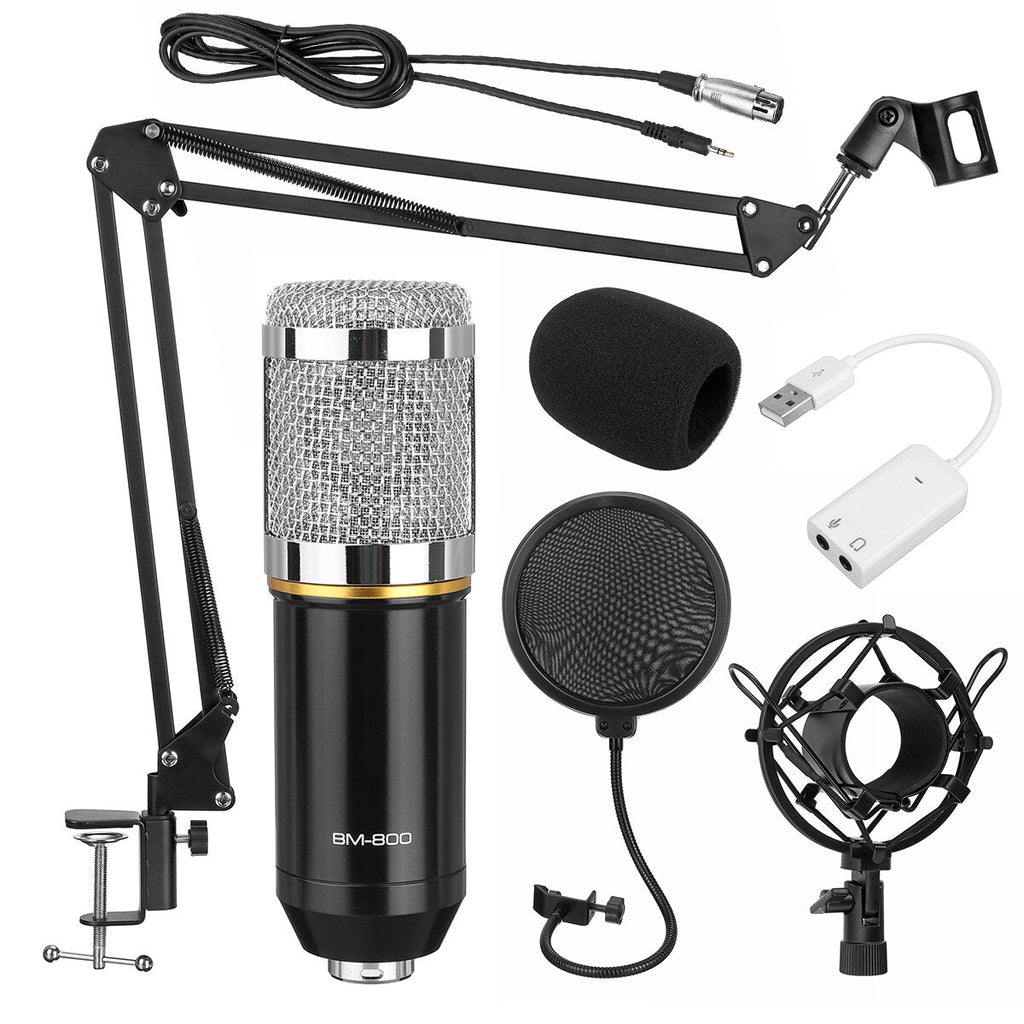 Condenser Microphone Kit Studio Suspension Boom Scissor Arm Stand with Fliter