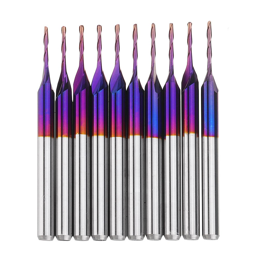 10pcs 3.175mm Shank Blue Coated Spiral Ball Nose End Mill 0.8-3.175mm CNC Milling Cutter