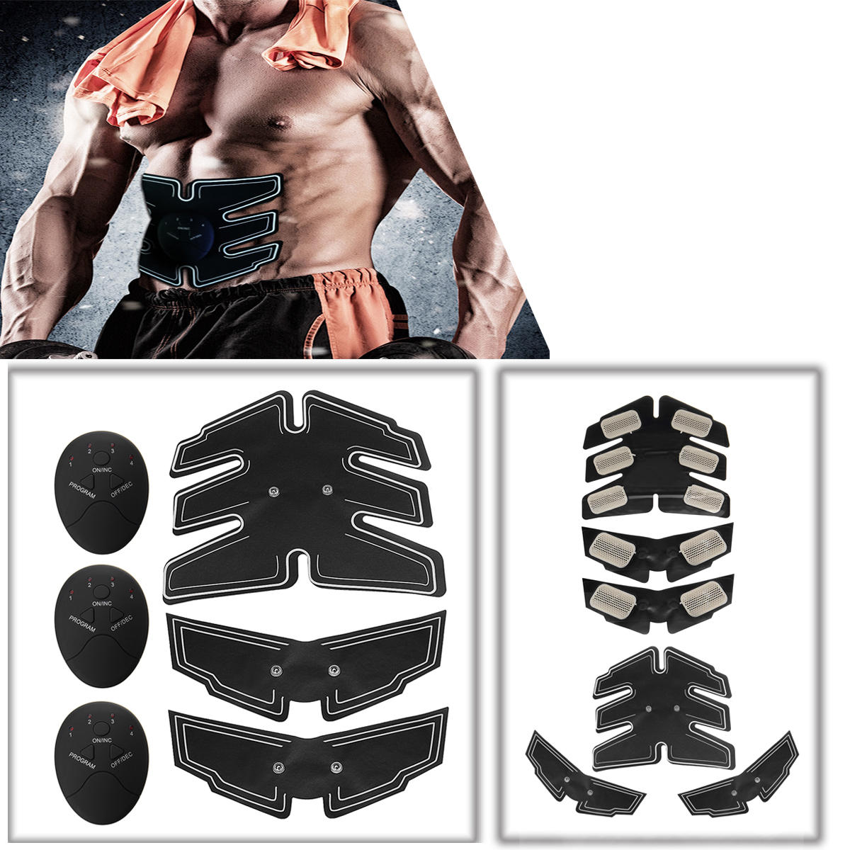 12V Men Women Abdominal Muscle Exerciser + Arm Muscle Exerciser Fitness Muscle Trainer