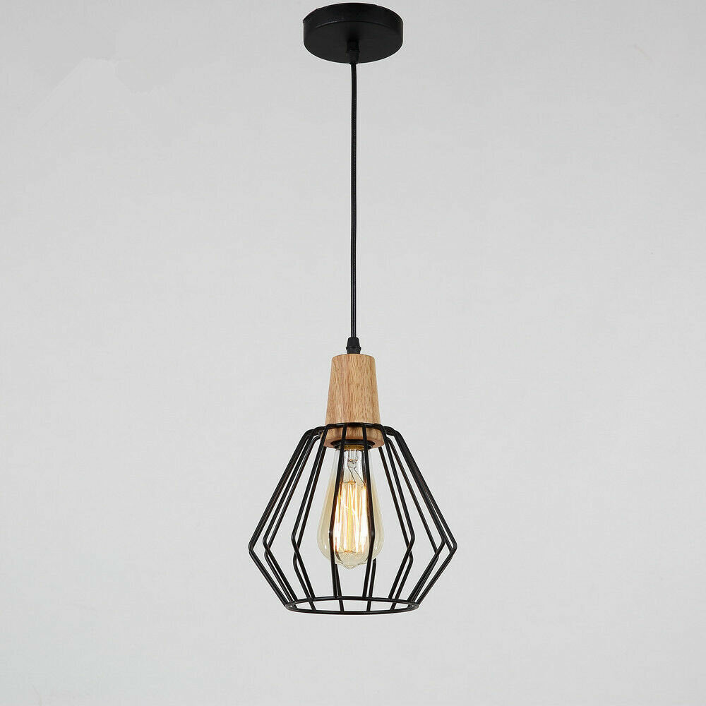 Wood Pendant Light Modern Ceiling Lights Bar Lamp Black Pendant Lighting Without Bulb