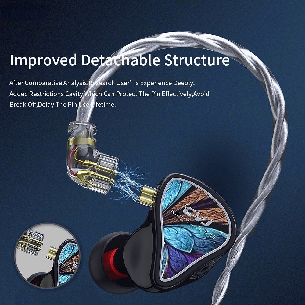Angel Wing 3.5mm Wired Earphones Electrostatic Dynamic Balanced Hi-Fi Monitor Sport Music Earphone Headphones
