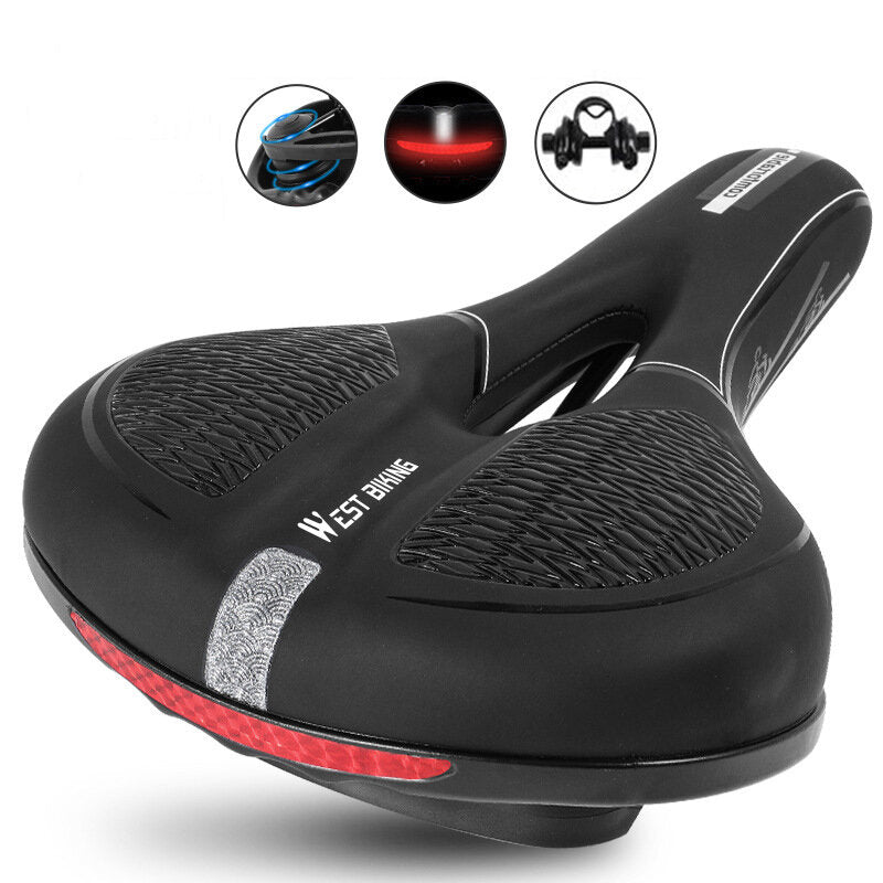 Reflective PVC Surface Leather Bicycle Riding Saddle Waterproof Non-Slip