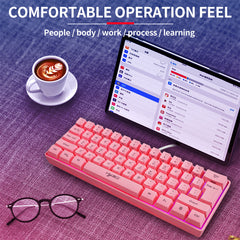 Wired Keyboard 61 Keys USB Wired RGB Backlit Gaming Keyboard for Office Gamers