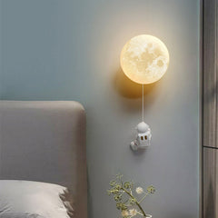 Moon Wall Lamp Modern Simple Creative Astronaut Cartoon Wall Lights 3-Level Dimming Suitable For Children's Room