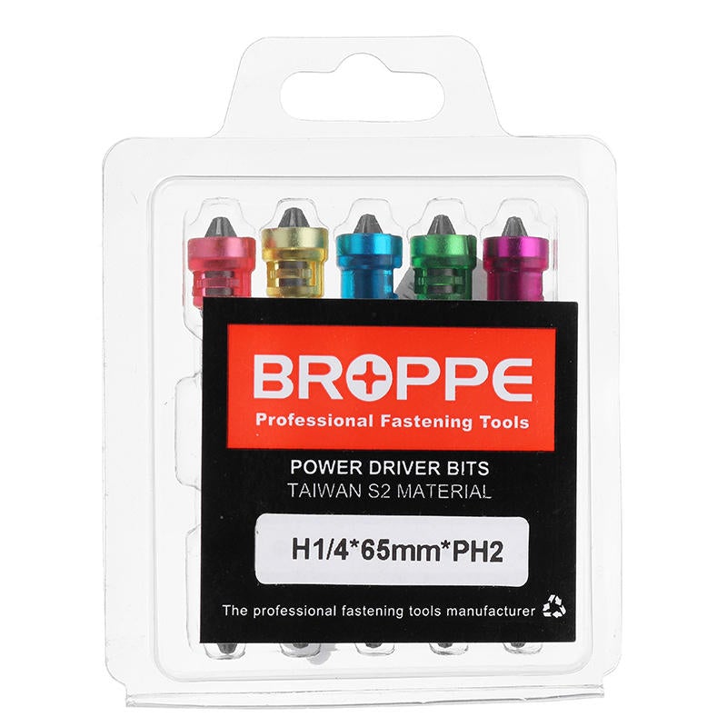 5pcs Double Head 65mm S2 Alloy PH2 Phillips Magnetic Screwdriver Bits 1/4 Inch Hex Shank
