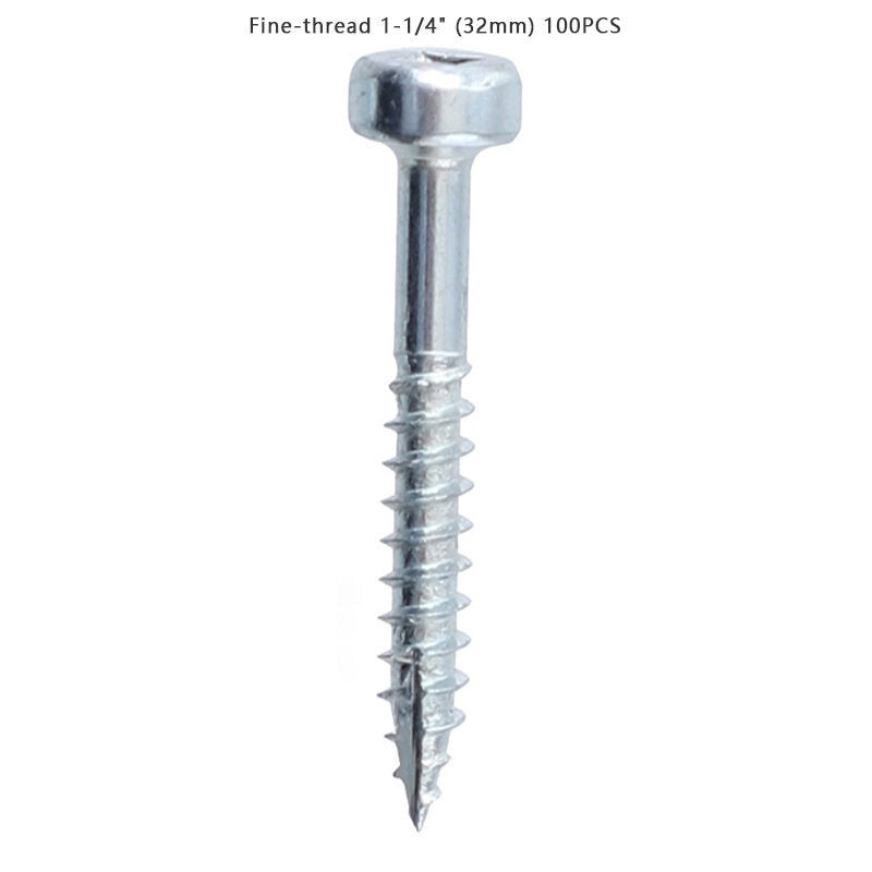 100Pcs/Set Woodworking Angled Hole Screw Square Self-tapping Screw Square Slot Coarse Thread Fine Thread Screw Galvanized
