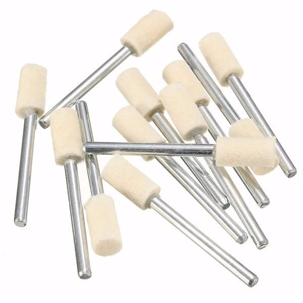 12pcs 3mm Shank Wool Polishing Head Buffing Wheel 3mm/6mm/8mm/12mm For Dremel Rotary Tool