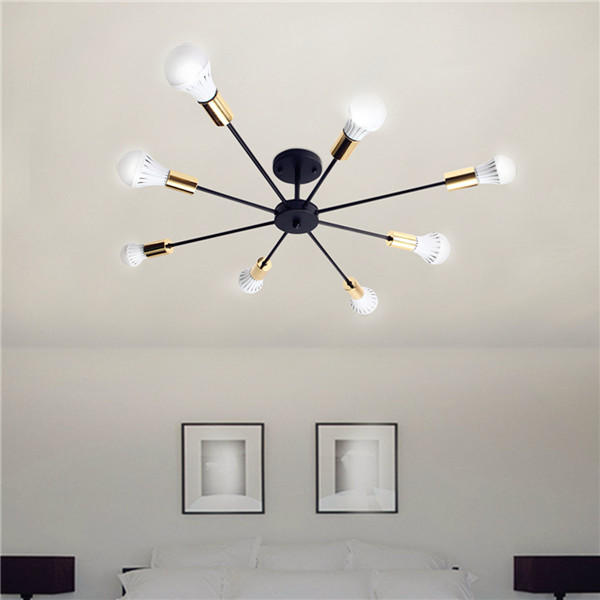 8 Heads Vintage Industrial Edison Chandelier Metal Flush Mount LED Ceiling Lights AC 85-265V