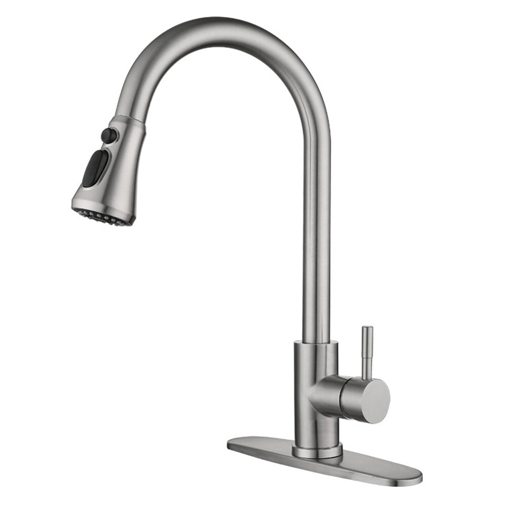 Kitchen Faucet With Pull Down Sprayer Unique 3 Water Effect High Arc Brushed Nickel Finish Stainless Steel Single Handle Out Sink Tap