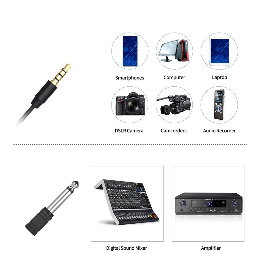 Omani-directional Clip-on Lavalier Microphone 3.5mm Plug Condenser Mic