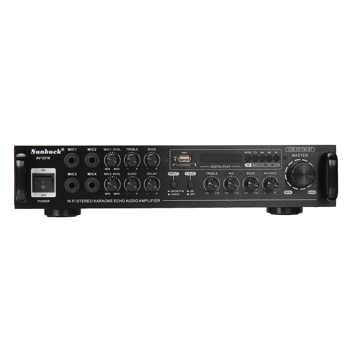 Audio Power Amplifier AC 110V 220V DC12V Bluetooth Karaoke Hi-Fi Home Theater for Car
