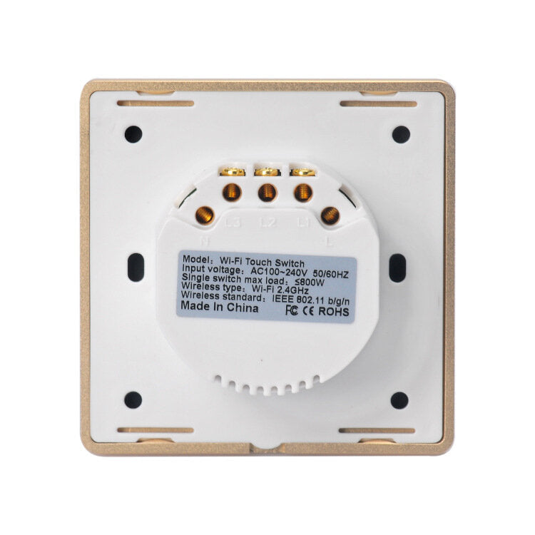 Wifi 3Gang Smart Switch EU Standard Metal Frame Wire Drawing Light Control Switch WF-WS033 100-240V 2.4 GHz