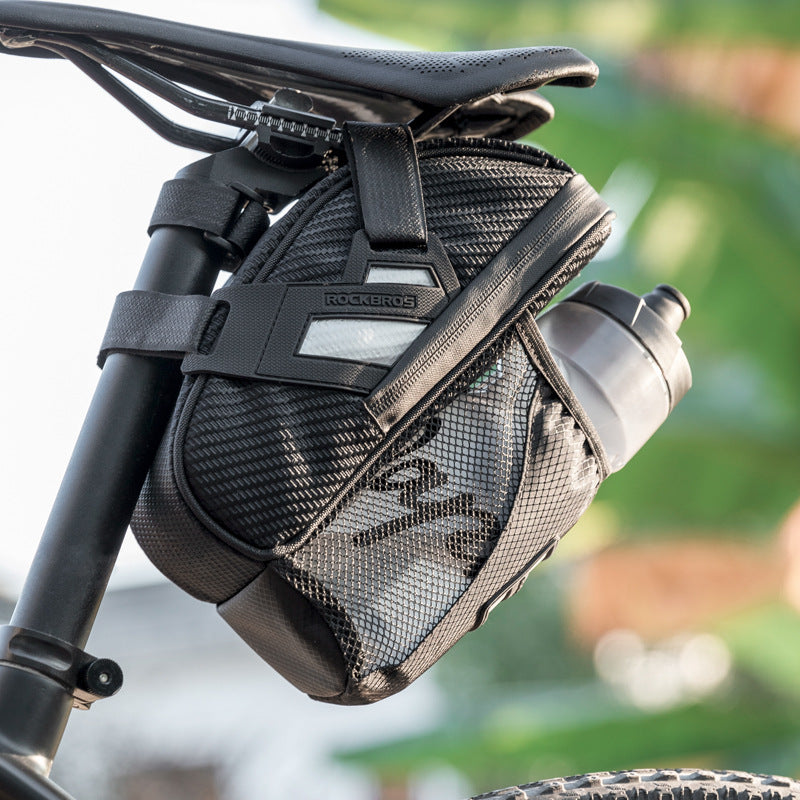Bicycle Double Zipper Reflective Capacity Water Tail Bag Bottle Pocket