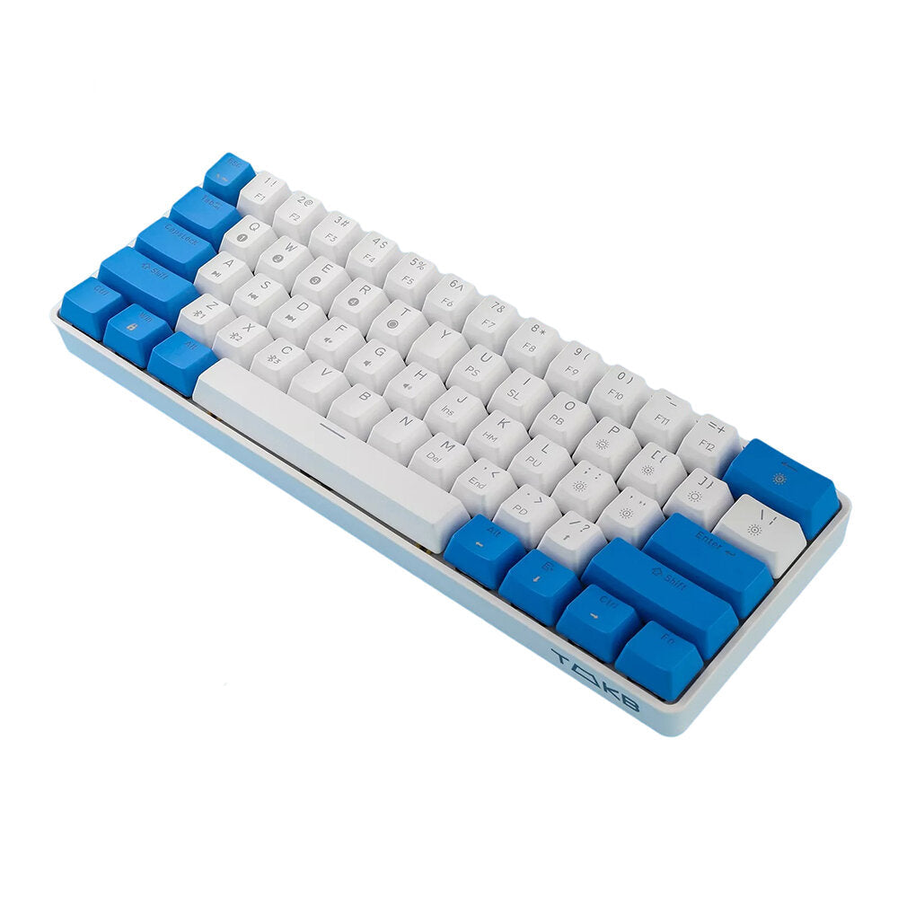 Programmable Gaming Mechanical Keyboard 61 Keys Full-Key PBT Translucent Keycaps Dual-Mode Bluetooth 5.1 Type-C Wired 60% Compact Keyboard