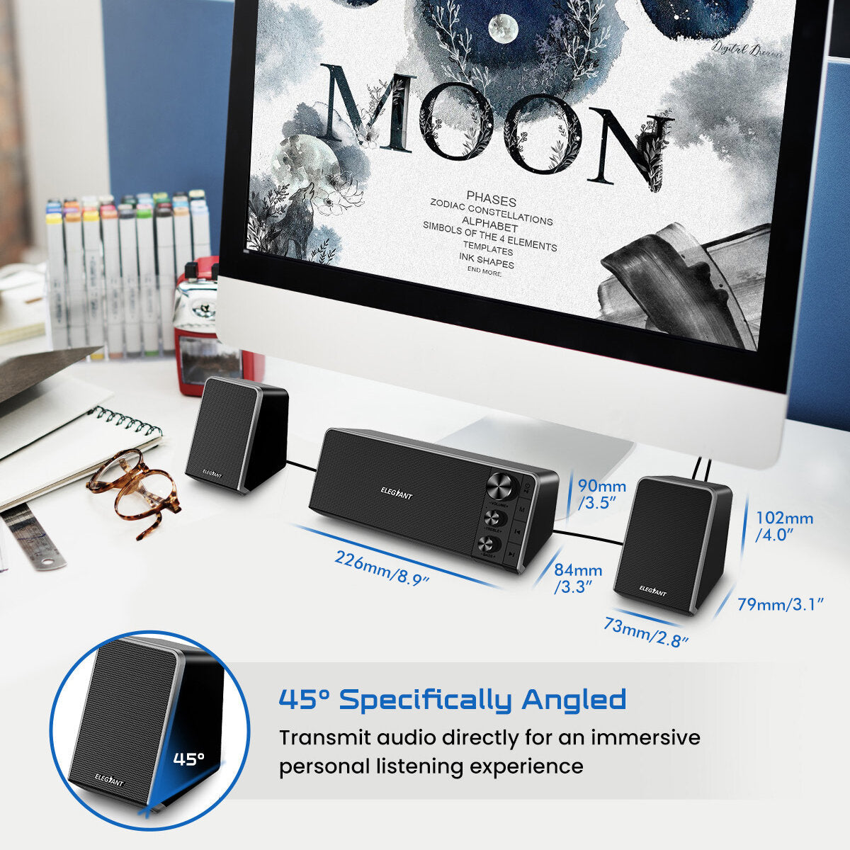 Computer Speakers Mini Powerful 2.1 channel PC Bluetooth 5.0 Speaker with Subwoofer