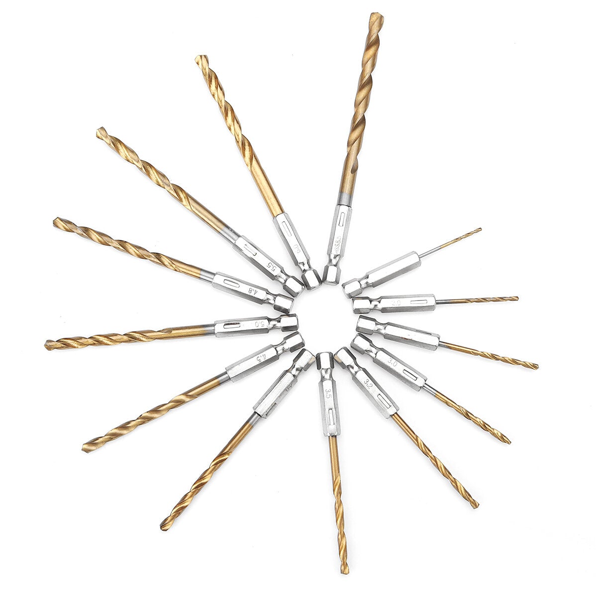 13Pcs HSS Drill Bit Titanium Coated Twist Bits Hex Shank 1.5-6.5mm High Speed Steel Set