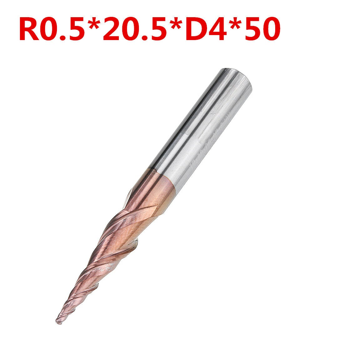 2 Flutes R0.25/ R0.5/ R0.75/ R1.0 *20.5*D4*50 Ball Nose End Mill HRC50 Taper Milling Cutter