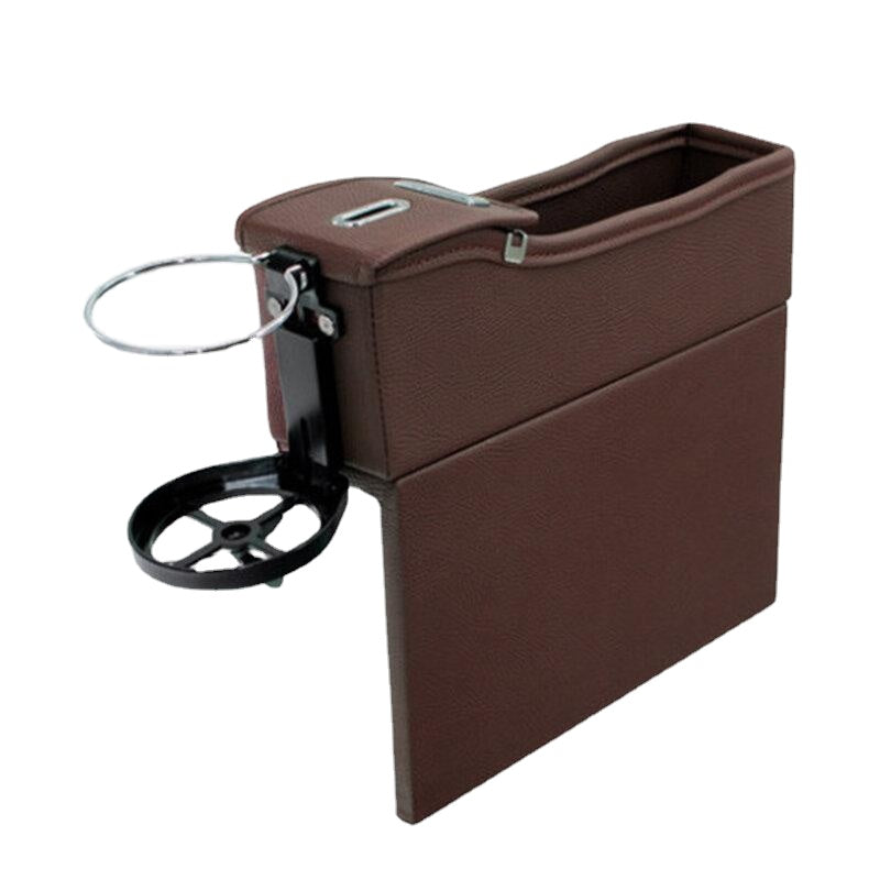 Car Seat Gap Storage Box Multifunction Leather Car Water Cup