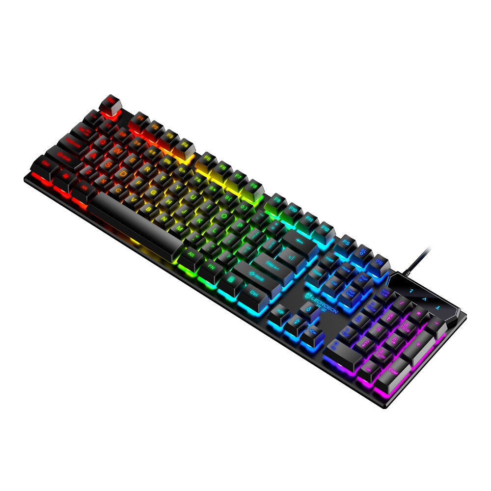 Keyboard 104 Keys Translucent ABS Keycaps Rainbow Colorful Backlit Waterproof USB Wired Gaming Keyboard for PC Computer Gamer