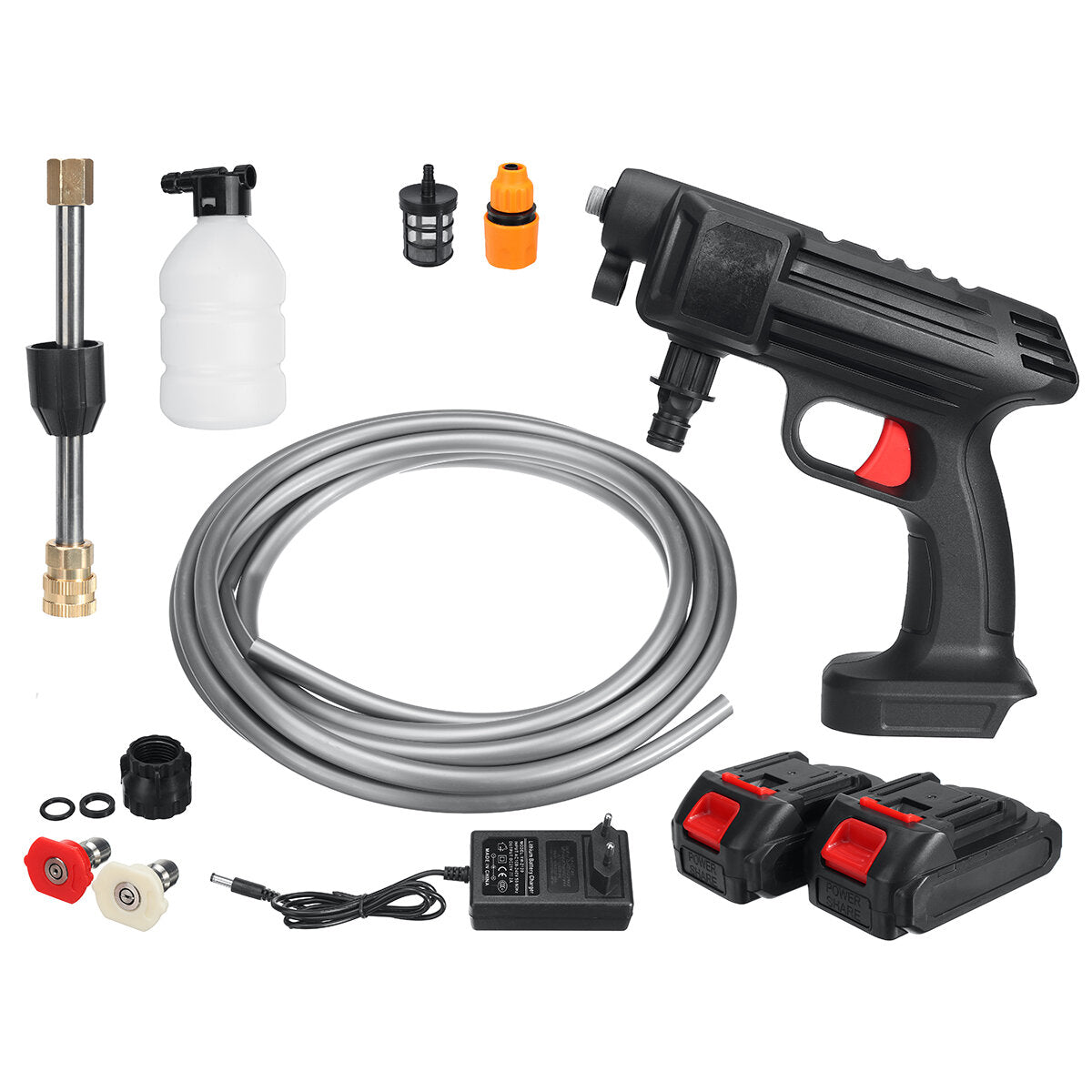 24V Cordless High Pressure Washer Car Washing Machine Water Spray Cleaning Guns w/ 1/2 Battery