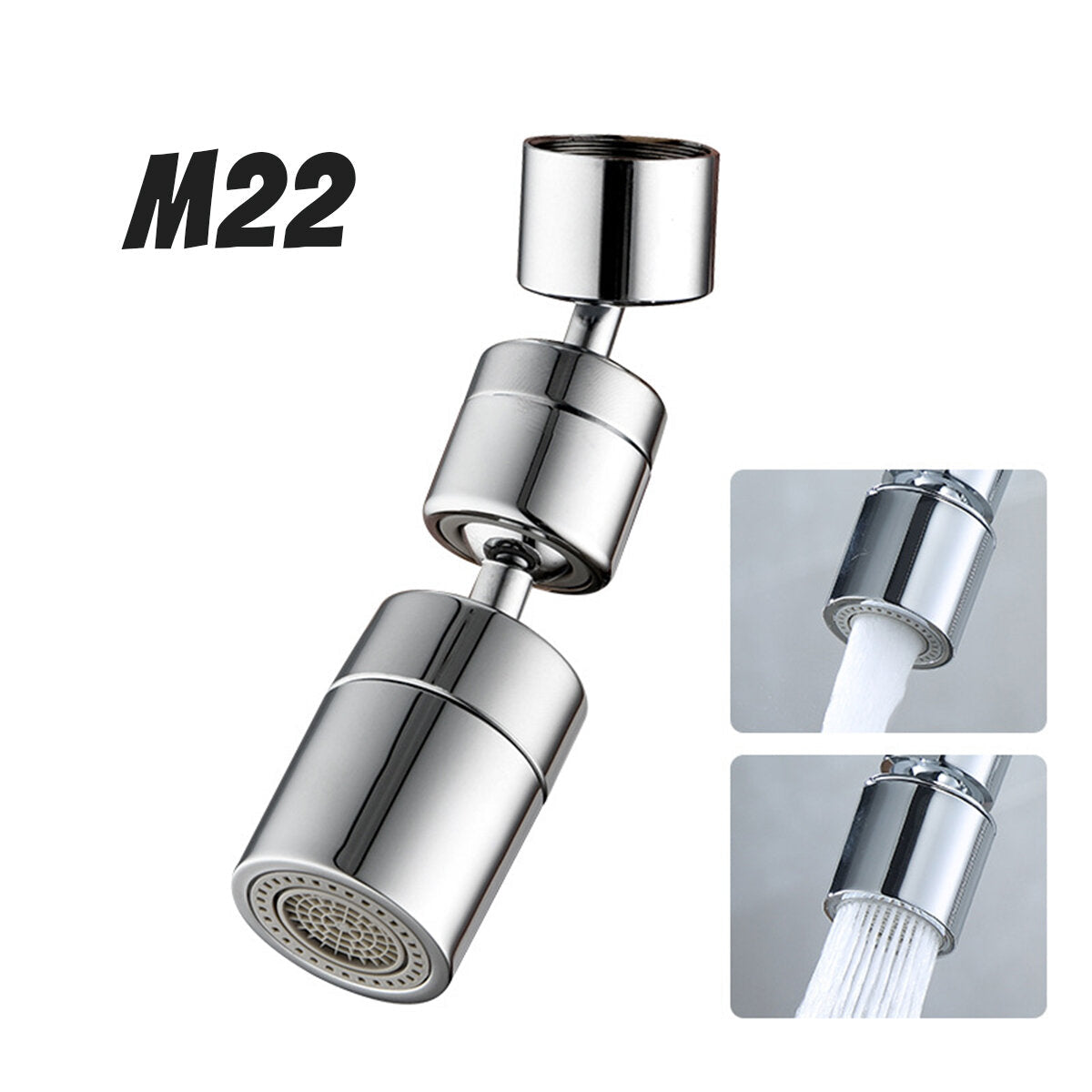 Universal Extender Splash Filter Faucet 1080 Rotate Water Outlet Faucet Silver