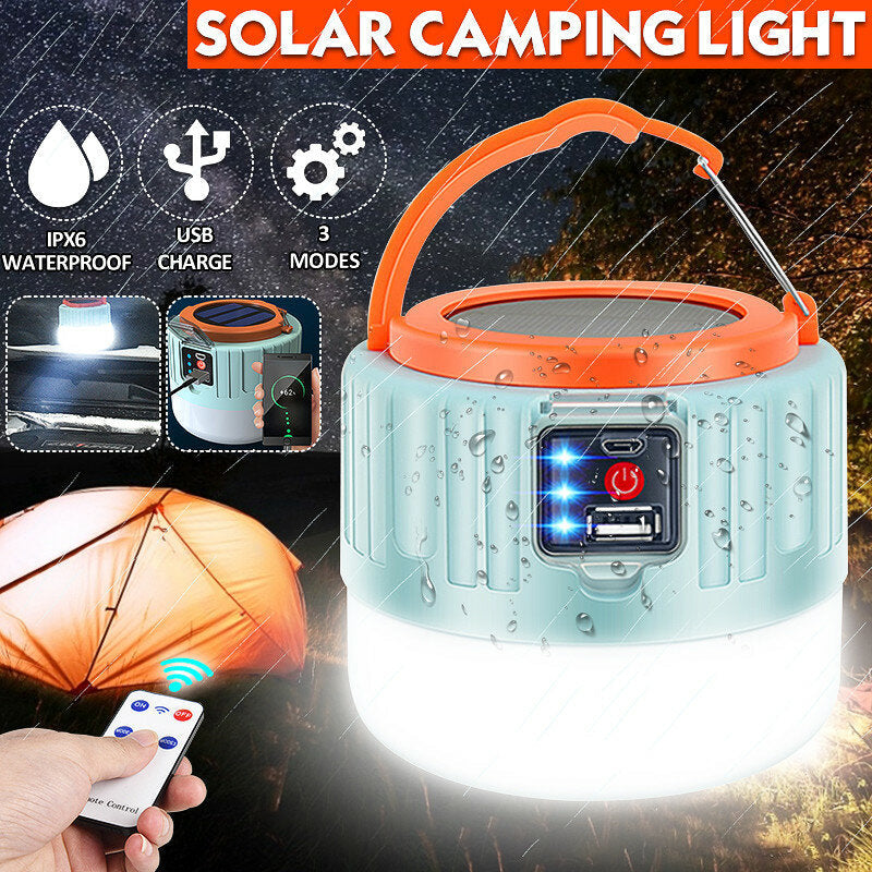 Control Solar LED Camping Lantern USB Rechargeable Light Bulb Tent Light Solar Bulb Light