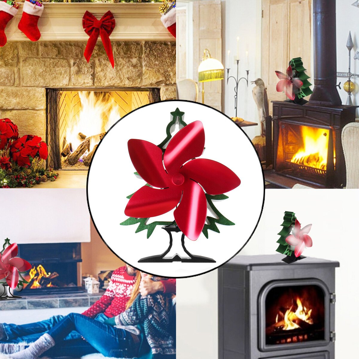 4 Blade Wood Heater Fan Stove Fireplace Fire Heat Thermal Powered Fuel Saving Ecofan