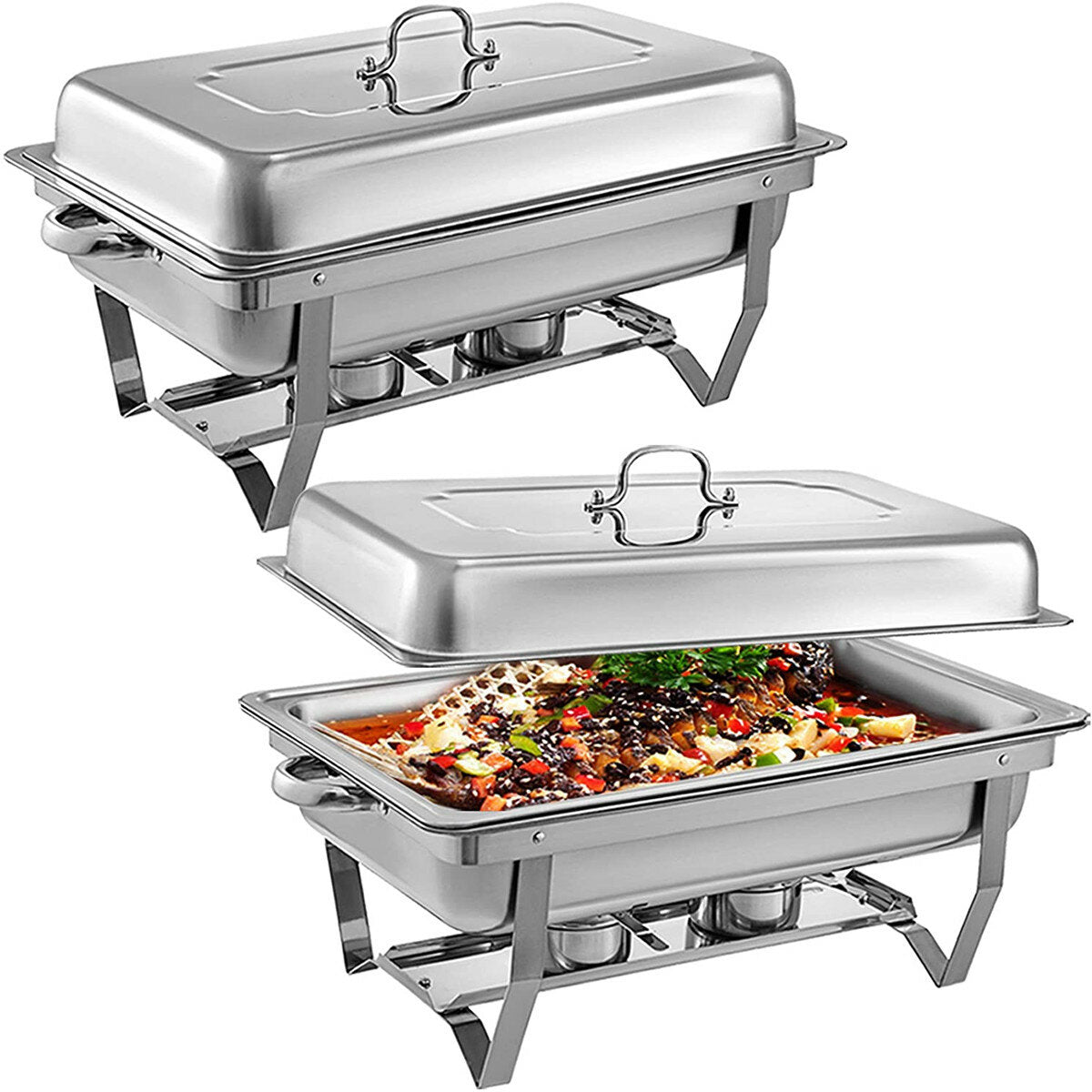 Folding Buffet Stove Stainless Steel Chafing Dish Food Warmer for Kitchen