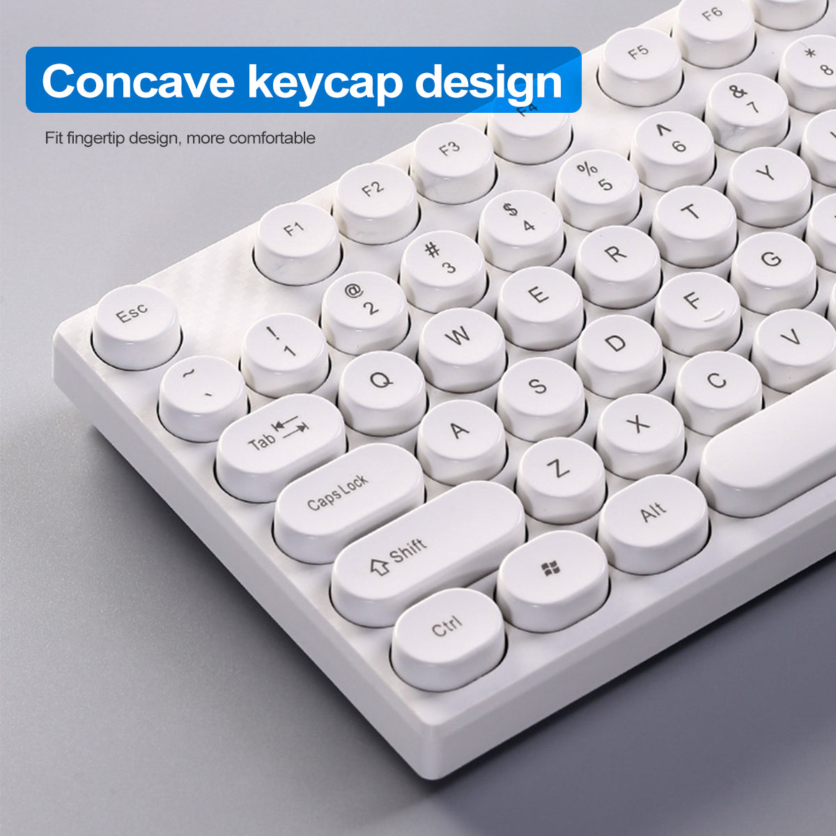 104 Keys Computer Keyboard USB Wired Punk Round Keycaps Mechanical Feeling Gaming Keyboard