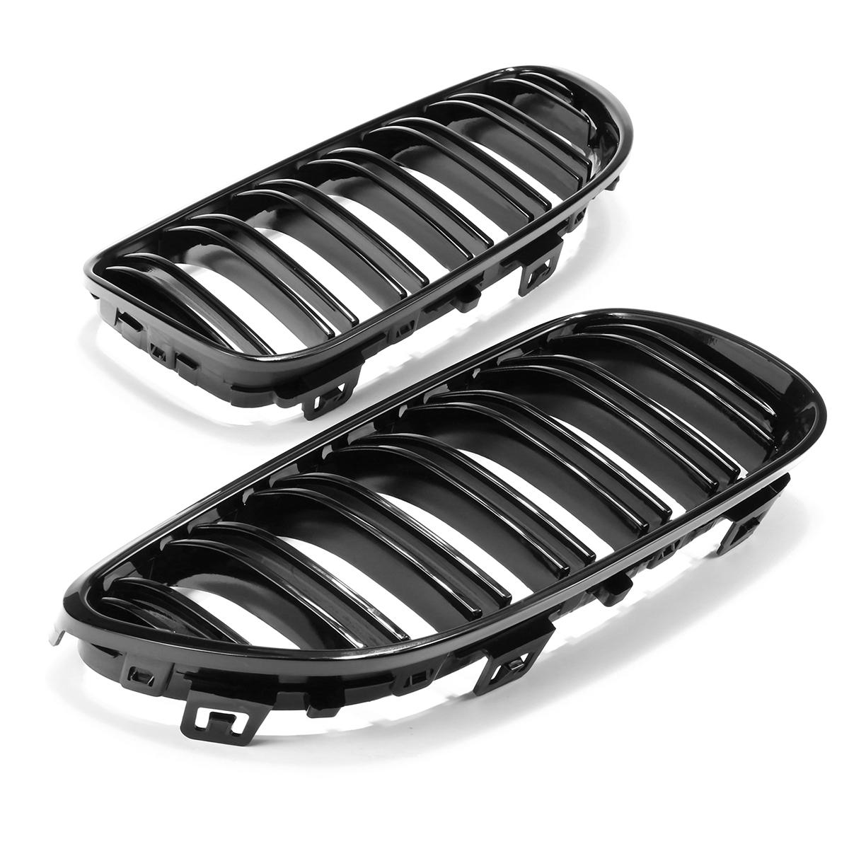 Pair New Gloss Black Front Kidney Grill Grille For BMW 3-Series E92 E93 Facelift