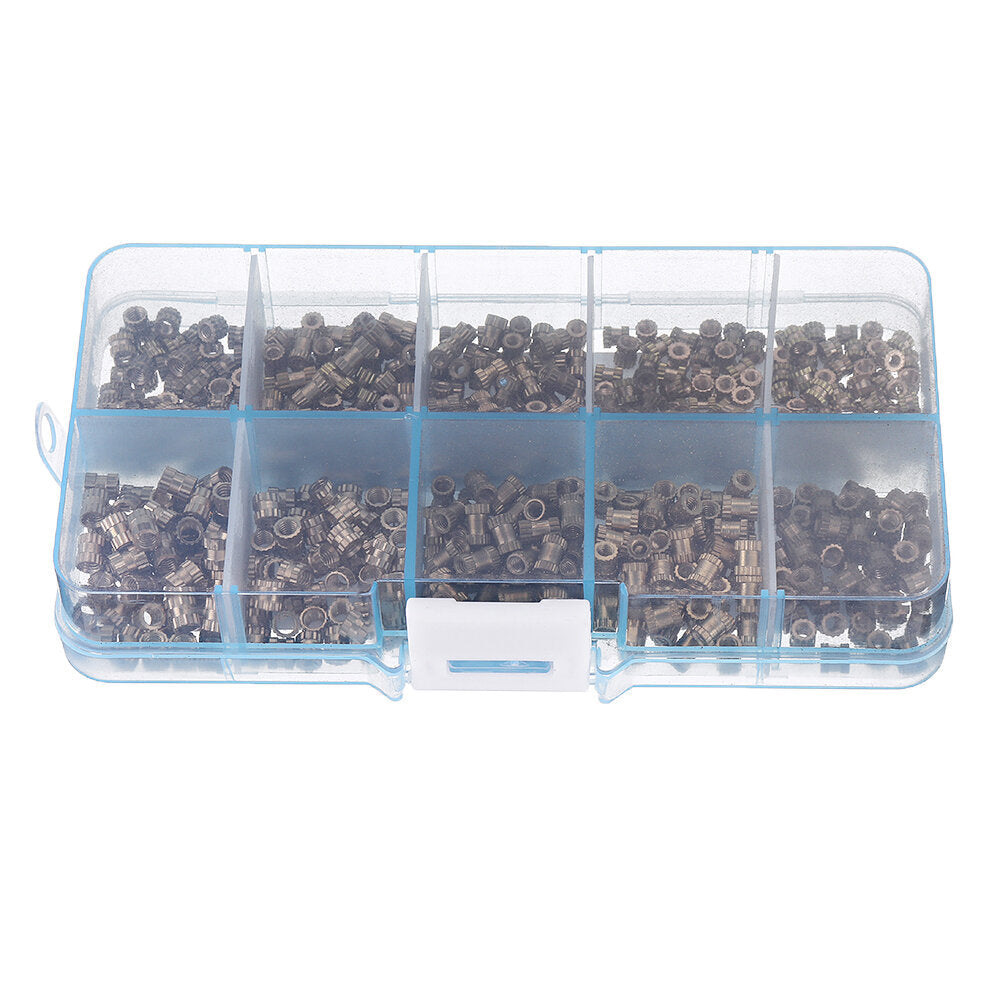 500Pcs M2/M2.5/M3 Metric Threaded Brass Knurl Round Insert Nut Assortment Set