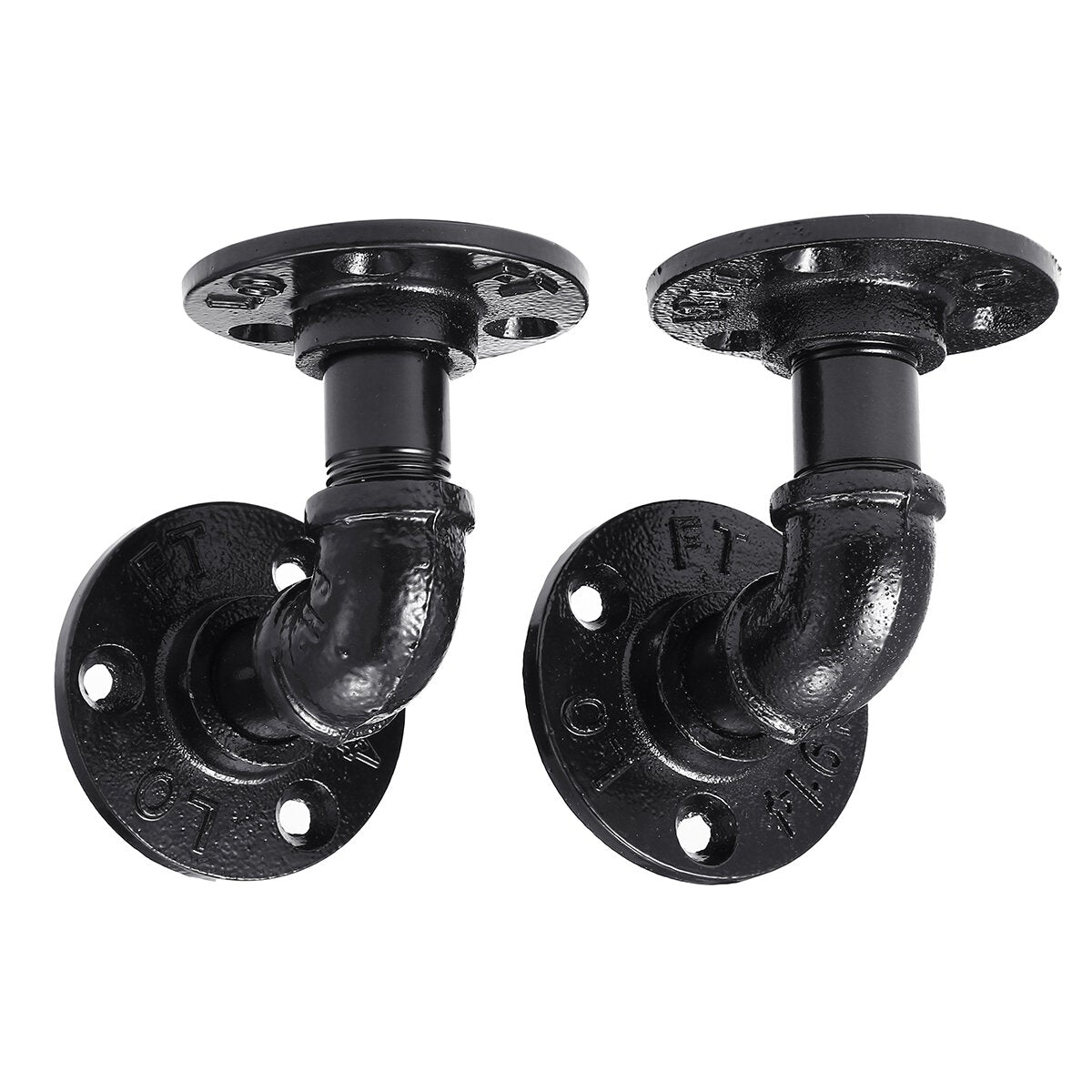 2 Set Flange Industrial Steel Pipe Shelf Bracket Wall Holder Bracket House DIY Decor