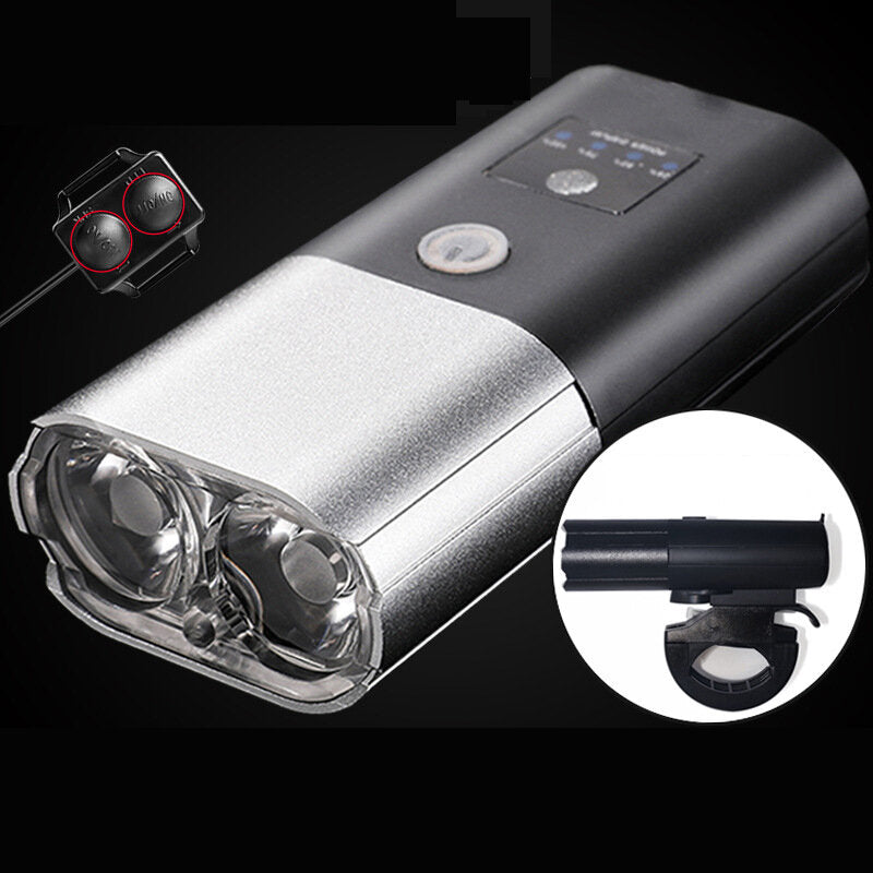 4000mAh Dual T6 Beads 3-in-1 Bike Headlight Rechargeable Horn Light Portable Waterproof Outdoor Cycling Bike Headlight
