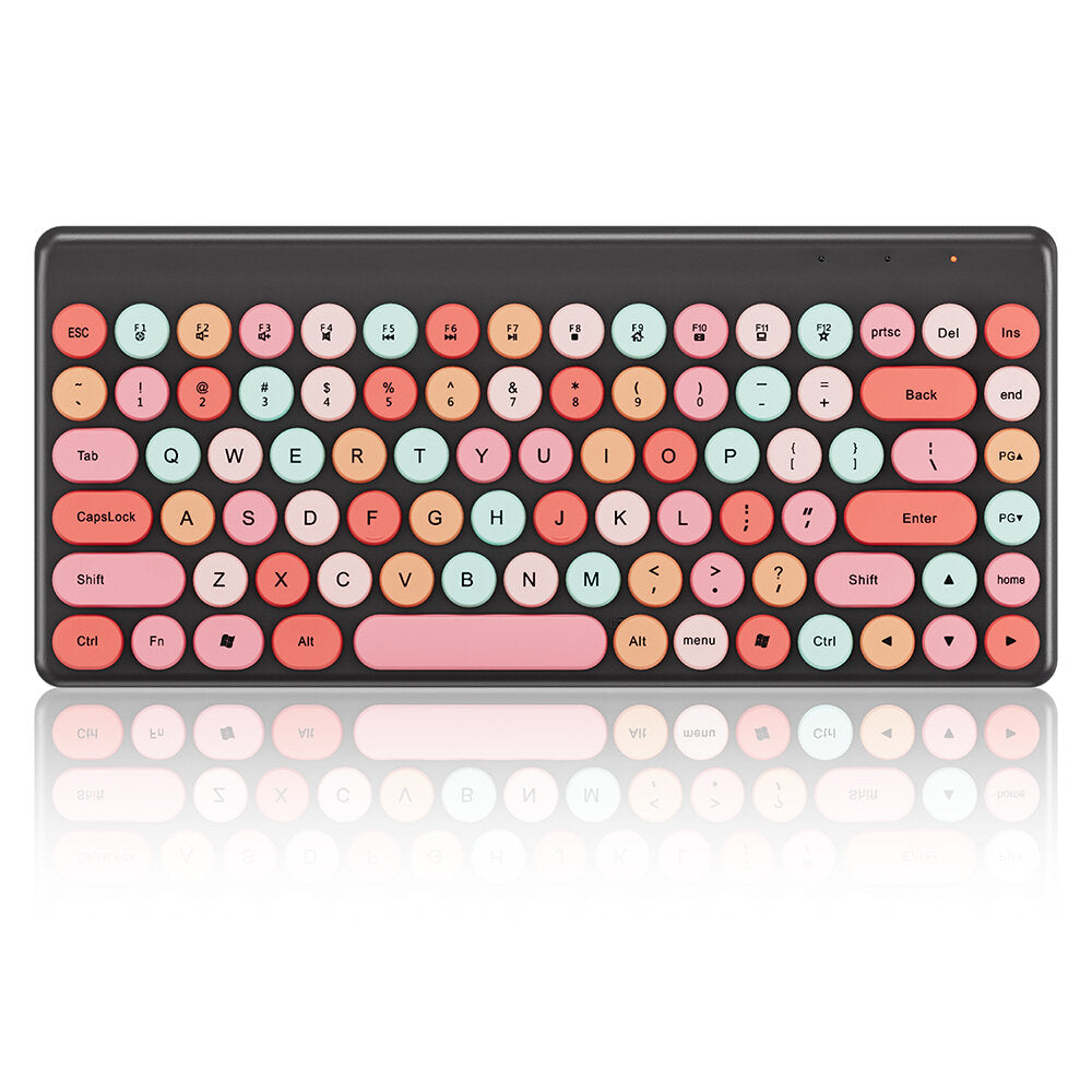 Wireless Keyboard Mouse Combo 2.4GHz Wireless 84-Keys Macaron Chocolate Round Keycaps Keyboard Office Mouse Set for Laptop PC
