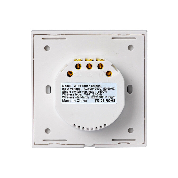 Smart Touch Switch 86 Type Smart EU Standard 3Gang Switch Work with Alexa Google Home WF-WS03 AC100-240V