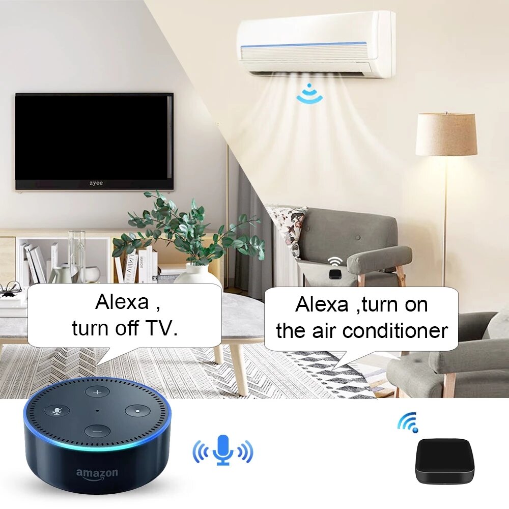 WiFi Remote Control Aircondition Fan TV With Google Home Alexa Universal AC Control