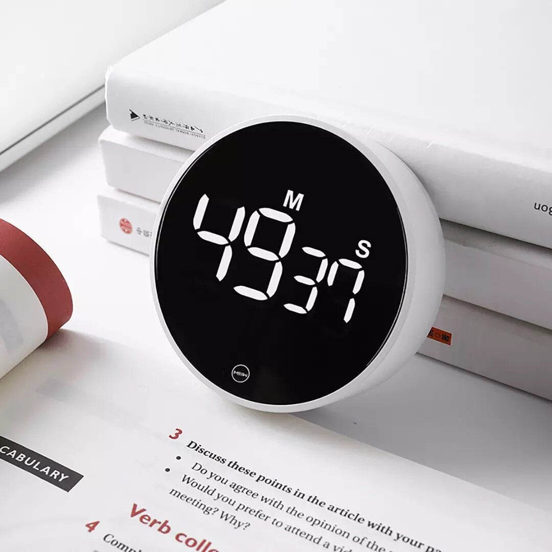 Mute Timer Rotation Timing Sound Brightness Adjustable Magnetic Alarm Clock LED Digital Display Timer