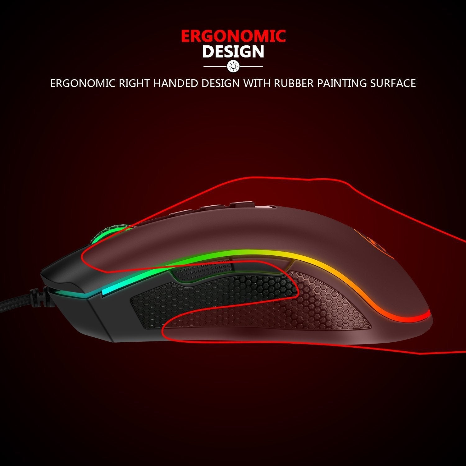 Gaming Mouse 16.8 Million RGB Color Backlit 10,000 DPI Adjustable Comfortable Grip 7 Programmable Buttons