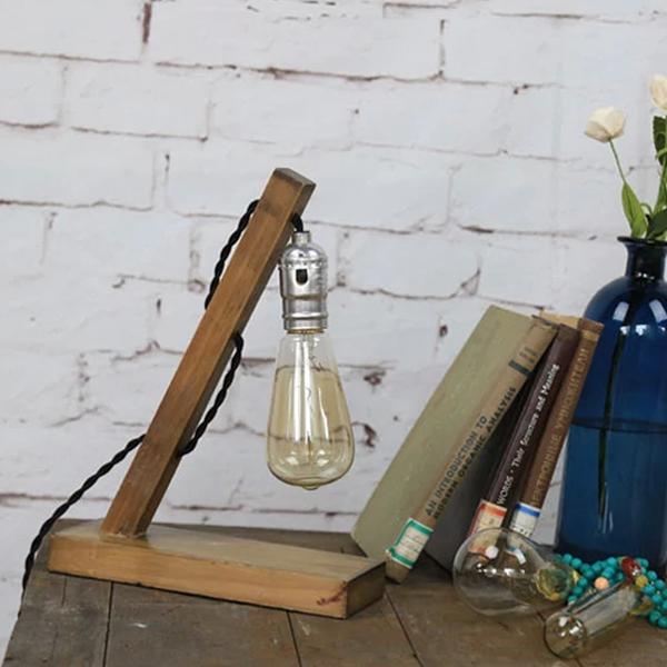 Retro Wood UK Plug E27 Edison Table Lamp Cafe Home Bar Decoration