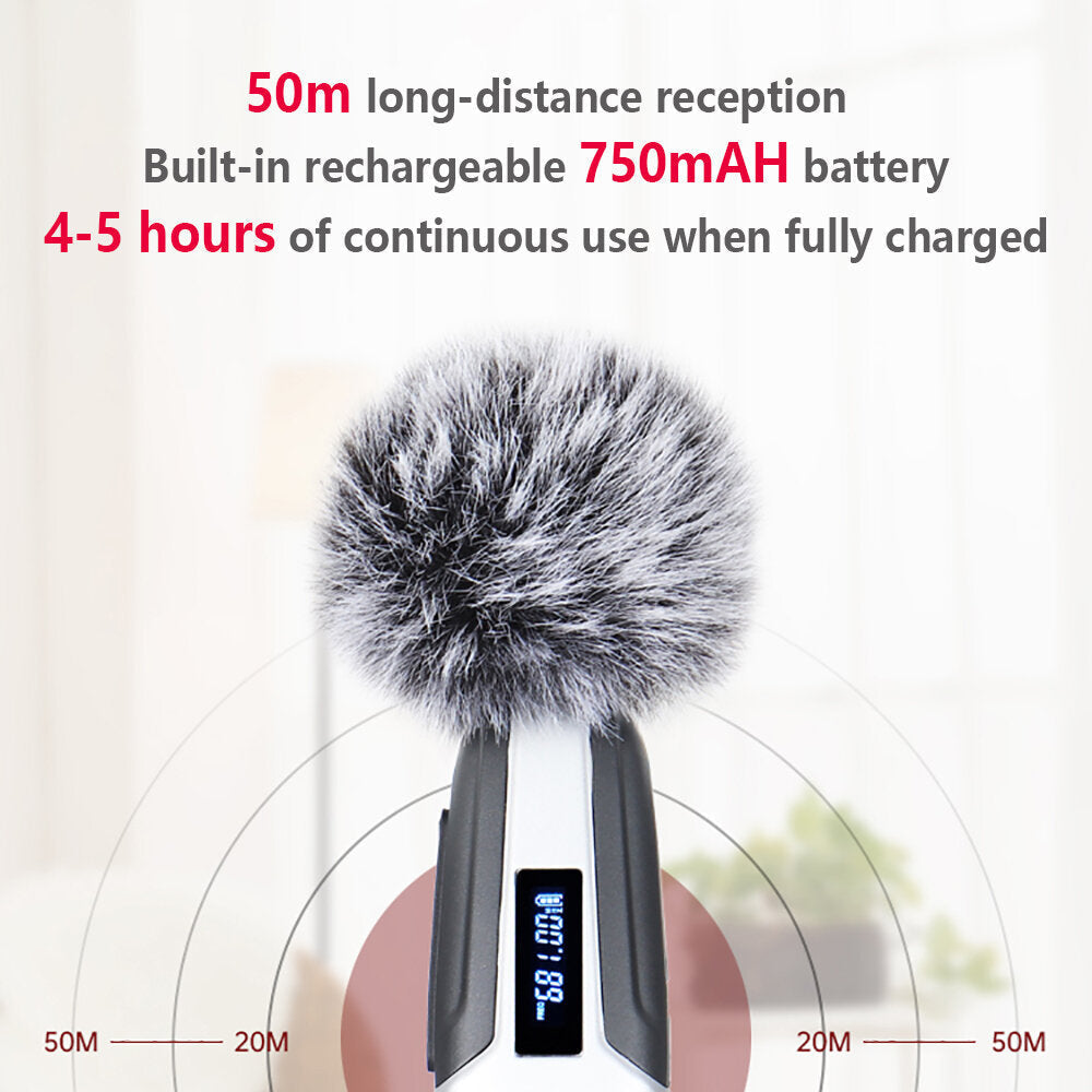 UHF Professional Wireless Lavalier Microphone Wireless Recording SLR for Mobile Phone Video Live Broadcast Vlog Radio Microphone