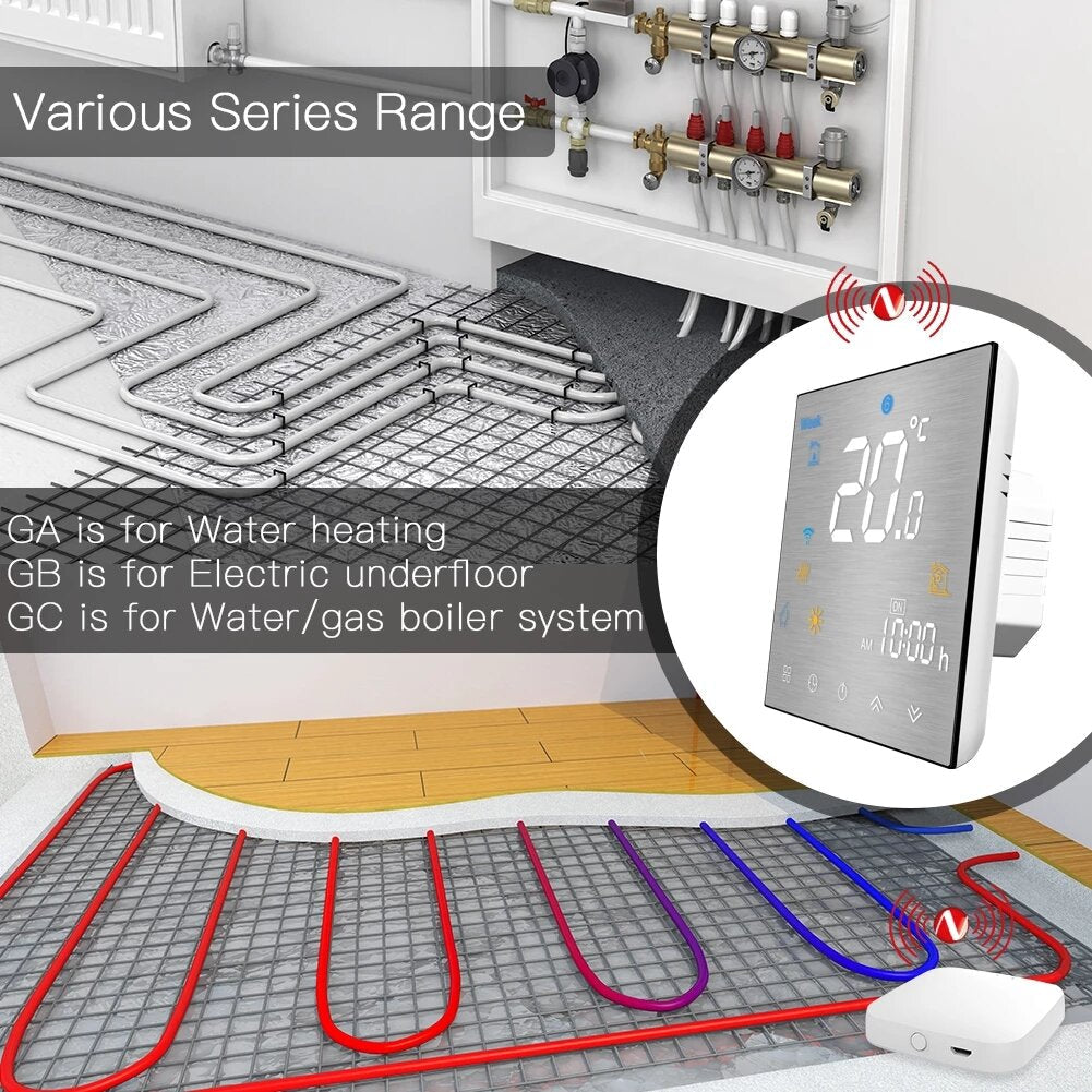 Smart Thermostat Temperature Controller Water/Electric Floor Heating Water/Gas Boiler Brushed Panel 2MQTT Alexa Google Smart Life
