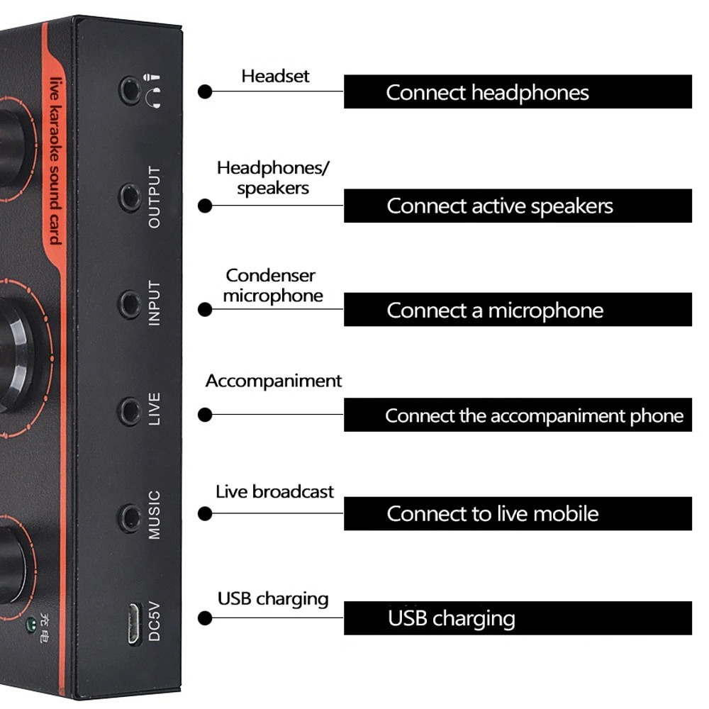 Audio Mixer USB External Sound Card