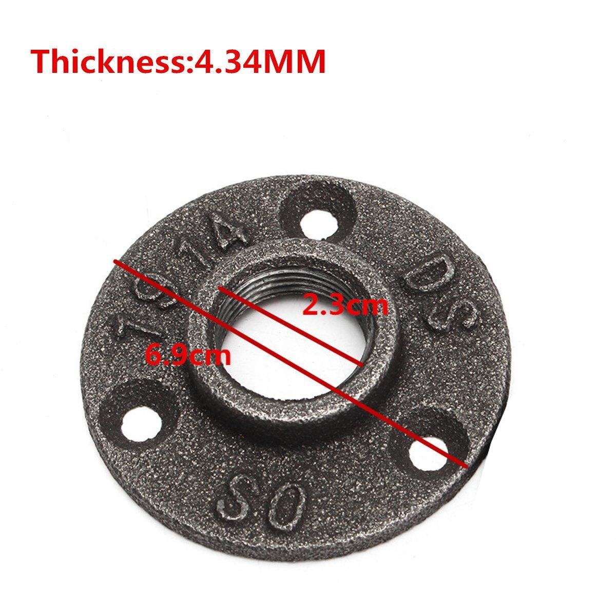 10pcs 3/4 Inch Black Malleable Threaded Floor Flange Iron Pipe Fittings Wall Mount