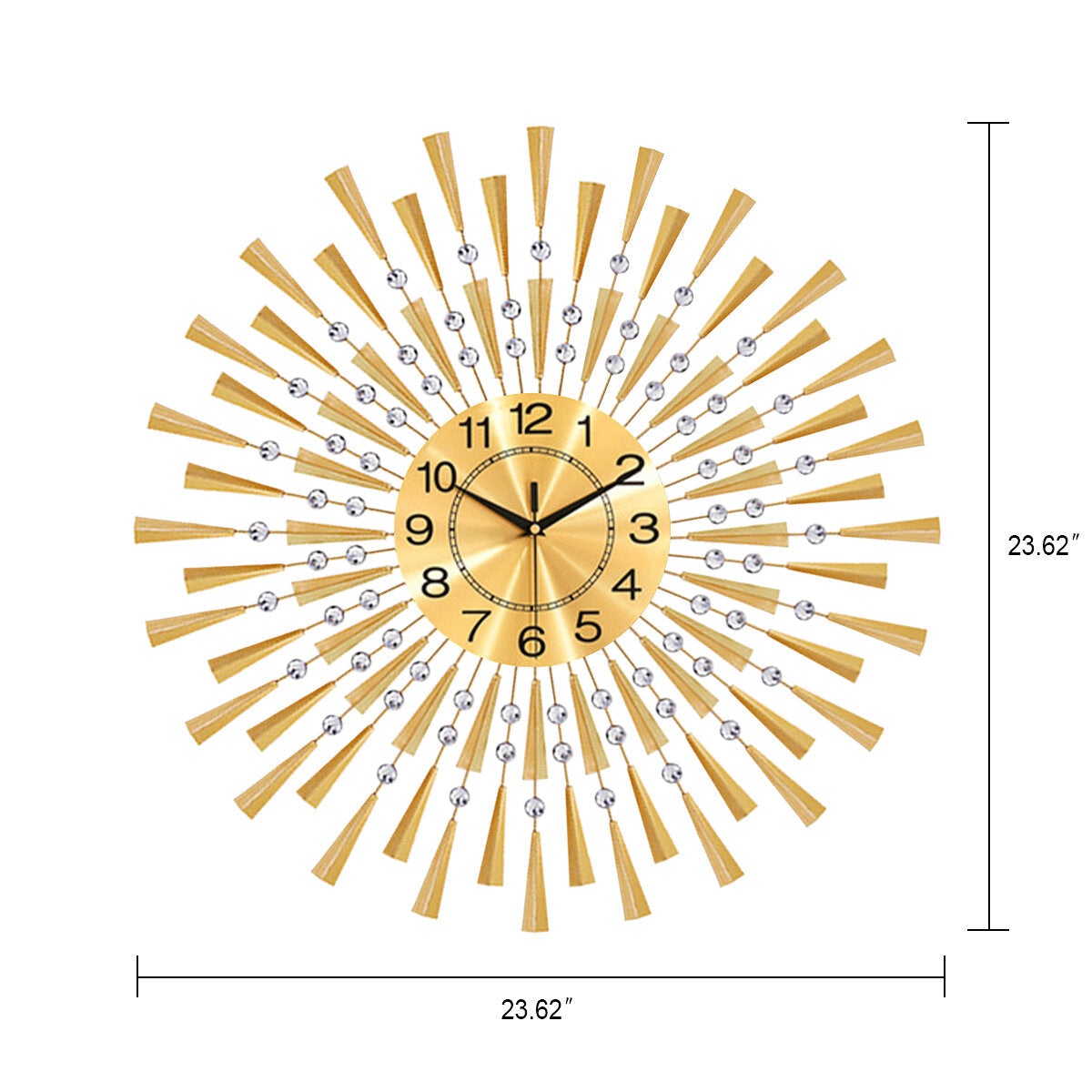 Black/Gold Iron Wall Clock Geometric Diamond Wall Clock without Battery