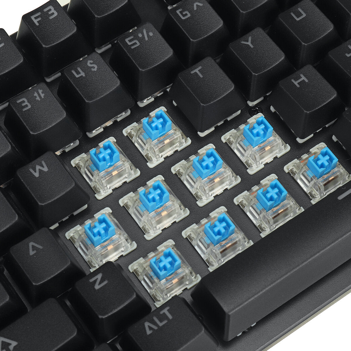 Wired Mechanical Keyboard 87 Keys Hot Swappable Blue Switch Suspended Keycaps RGB Backlit Gaming Keyboard with Supplement Blue Switches Keycap Puller
